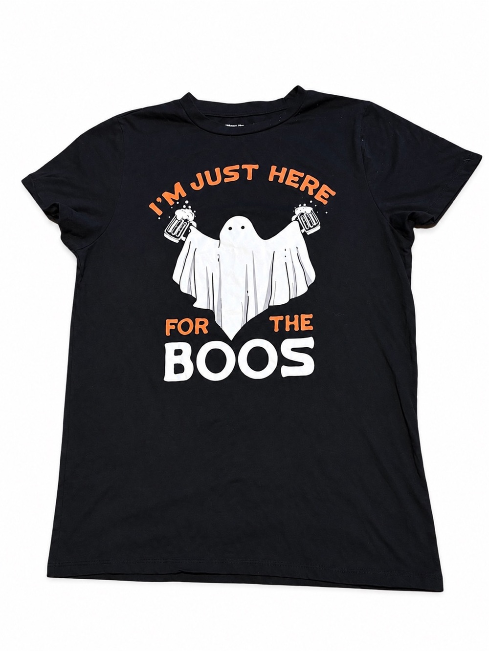 Mission Ridge Mens M Hallo- ween T-Shirt Black “I”m Just Here For The Boos”Ghost